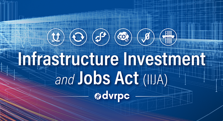 The logo for DVRPC's Infrastructure Investment and Jobs Act (IIJA) webpage
