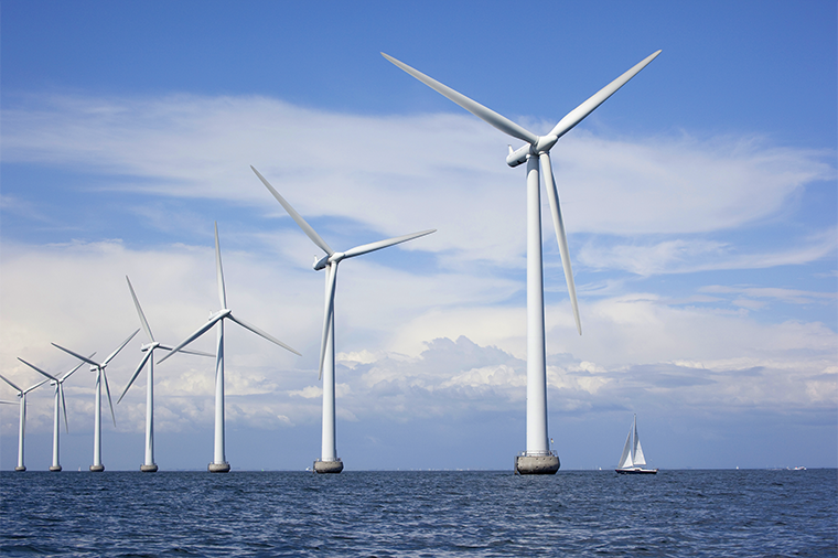 A photo of offshore windmills