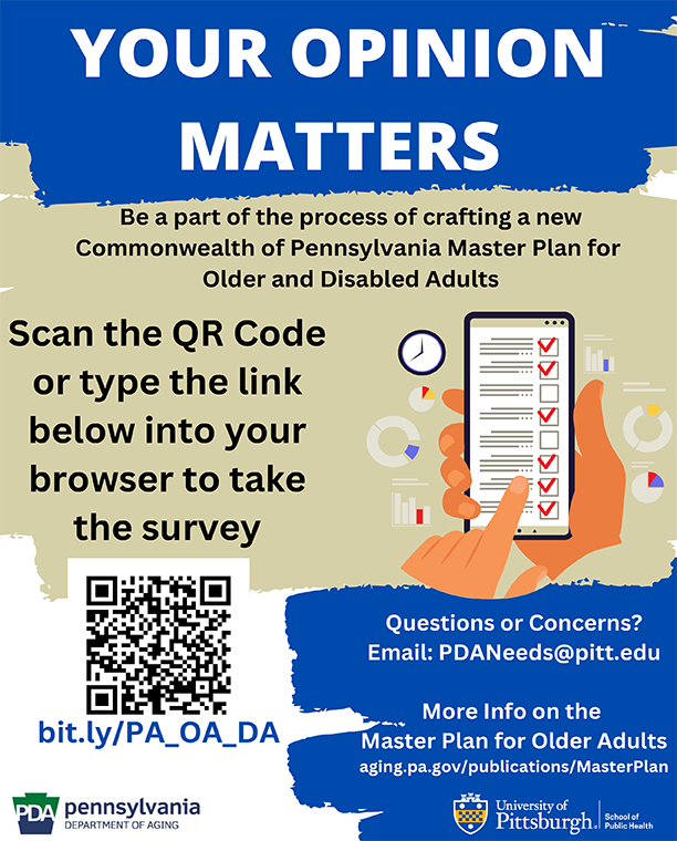 A flier advertising the Pennsylvania Master Plan for Older Adults survey