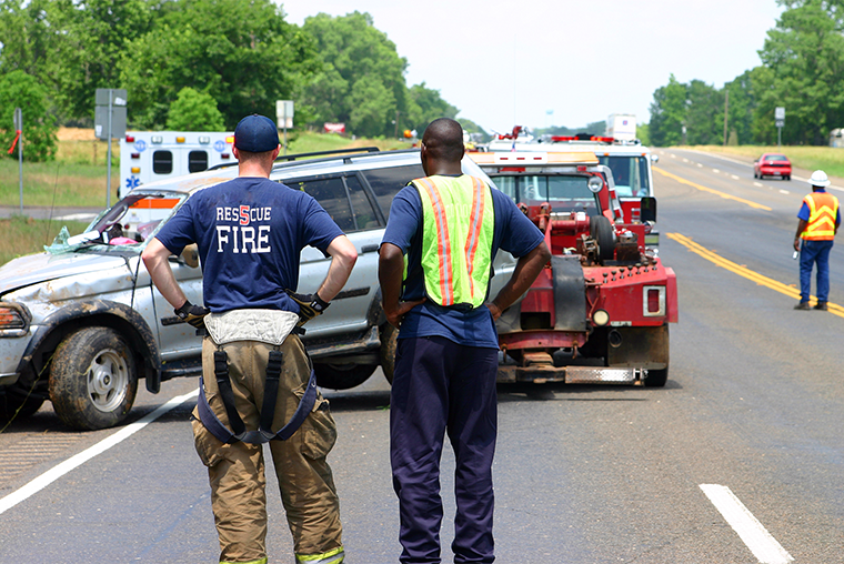 Emergency responders at the scene of an accident